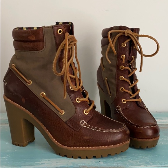 Sperry Like New Trinity Heeled Lace Up Boots 7.5M - Picture 5 of 7